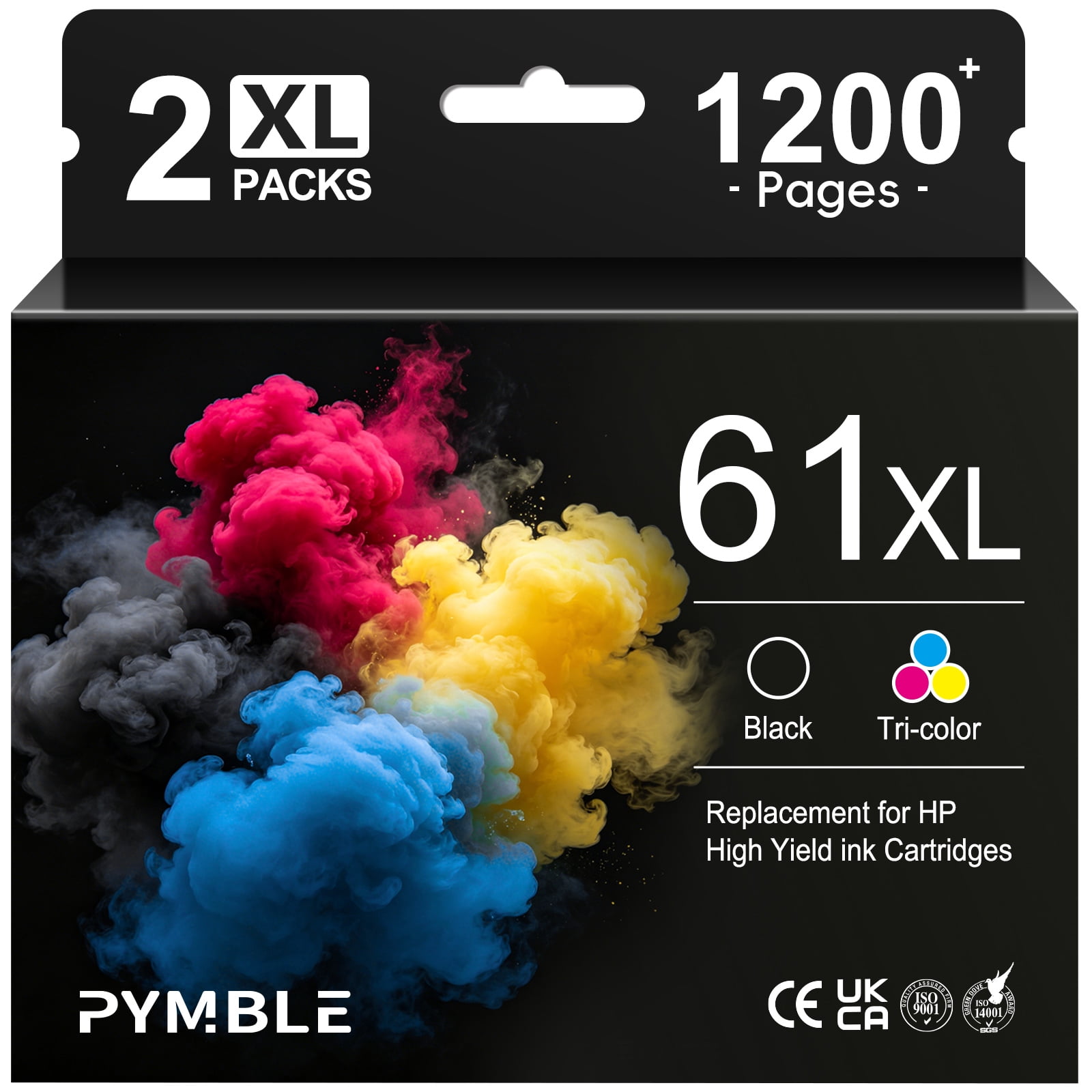 61XL Ink Cartridge Compatible for HP 61 Ink Cartridge Combo Pack for HP 61 Black Ink for Envy 4500 5530 4502 Printer