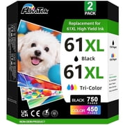 61XL Ink Cartridge Compatible for HP 61 Ink Cartridge Combo Pack for Envy 4500 4502 5530 DeskJet 2512 2542 2540 2544 OfficeJet 4630 Printer (1 Black,1 Color)