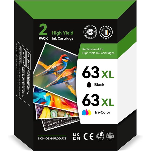Printer Ink 63 For Hp 63Xl Ink Cartridge Combo Pack Black/Color For Hp