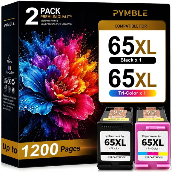 65 Ink Cartridges Compatible for HP 65 Ink Cartridge for HP Ink 65 for DeskJet 3755 3772 Envy 5055 5052 (Black, Tri-Color)