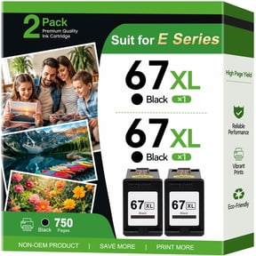 67XL Black Ink Compatible for HP 67 Black Ink Cartridge for HP Black Ink 67 for Deskjet 2752e 2755e Printer