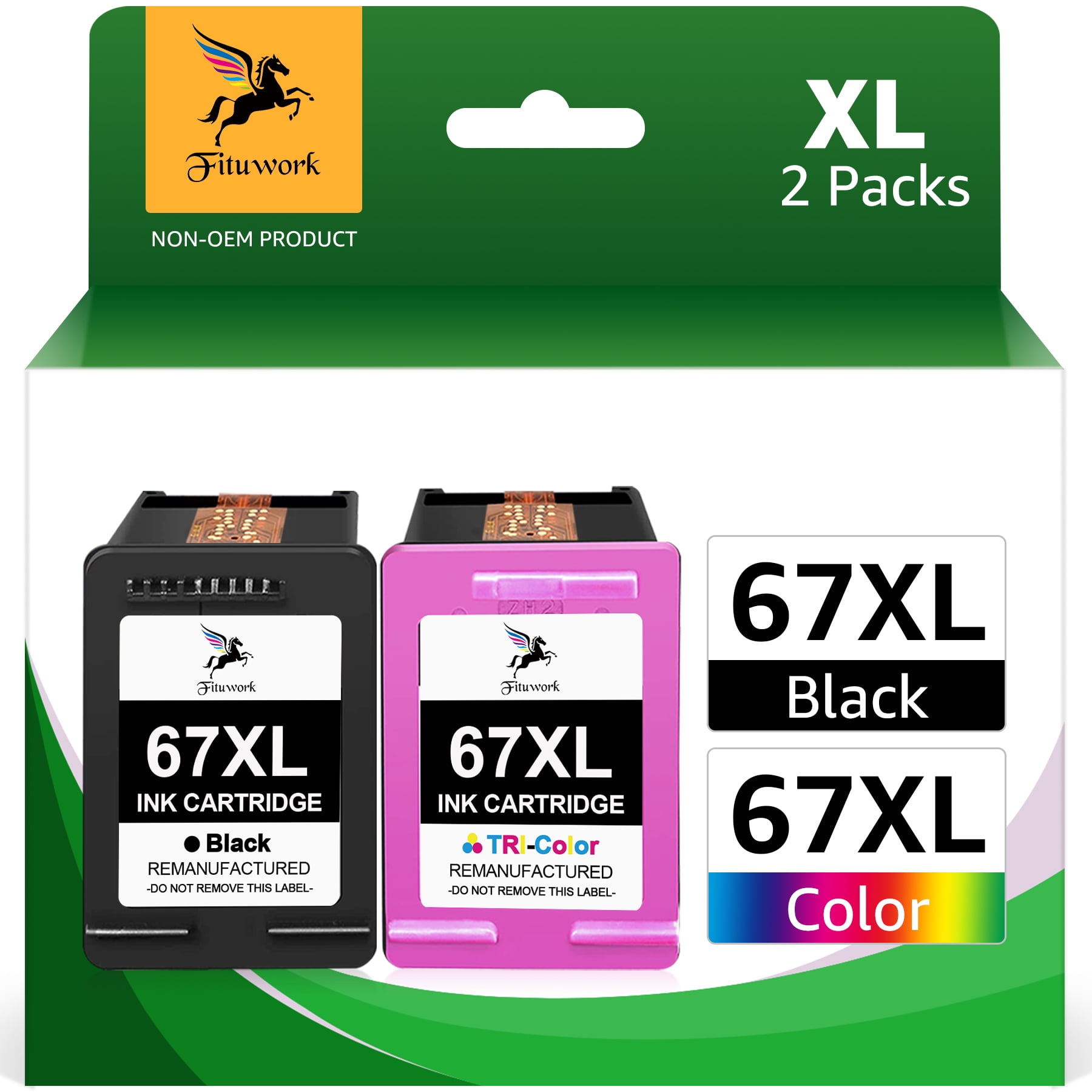 Printer Ink 67XL Replacement for HP 67 XL Ink Cartridge Combo for Envy 6000 6055 6052 6058 6075