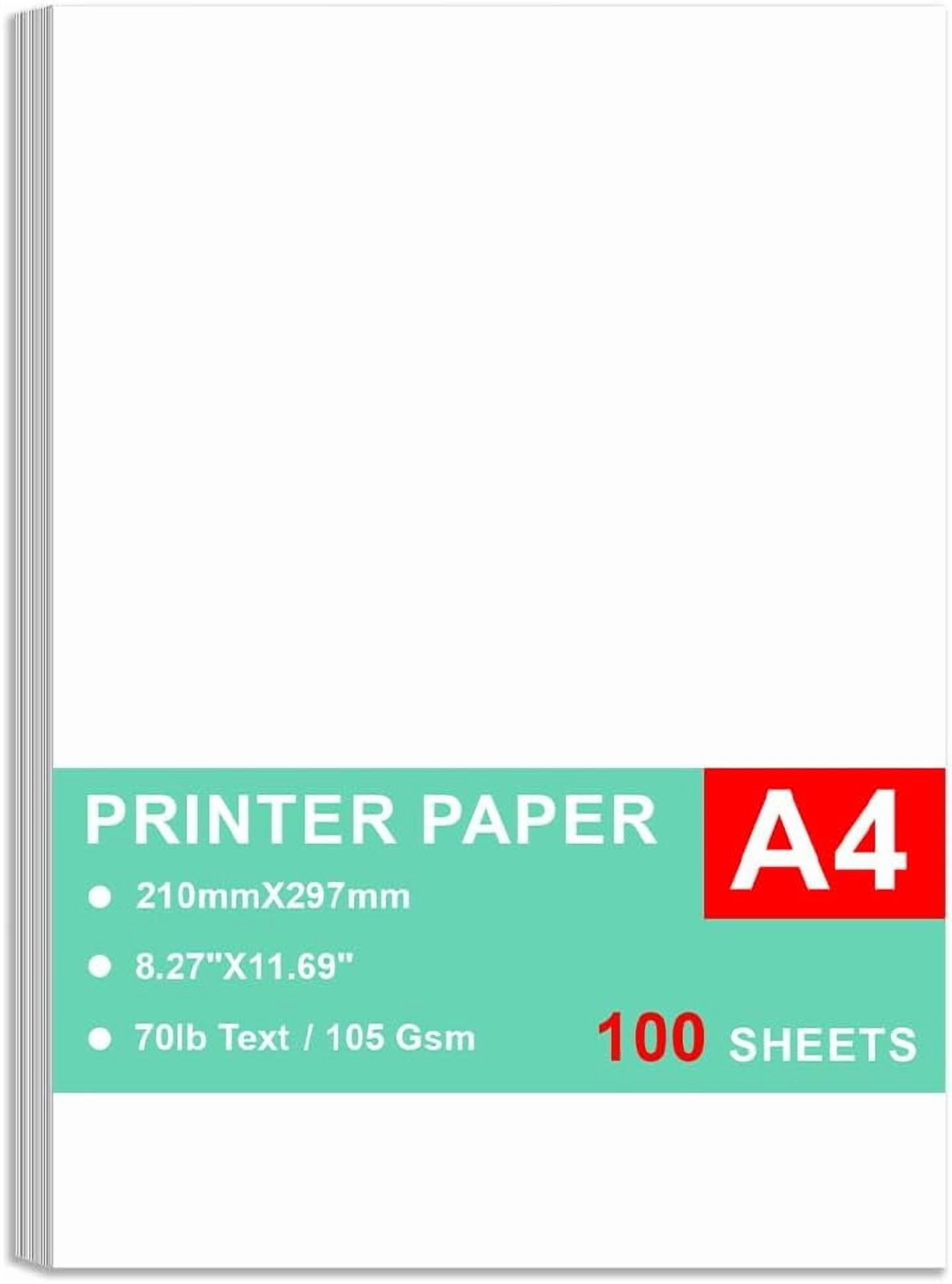 Printer Paper - 100 Sheets, A4 Premium Bright White Paper, 28lb Bond / 70lb Text (105 gsm) – Great for Copy, Printing, Writing, 8.27" x 11.69" (210 297 mm)