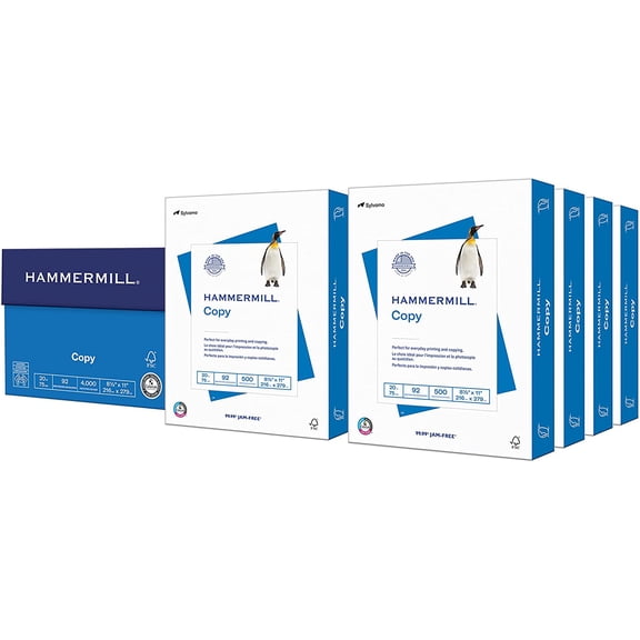 Printer Paper, 20 lb Copy, 8.5 x 11-8 Ream (4,000 Sheets) - 92 Bright, Made in the USA