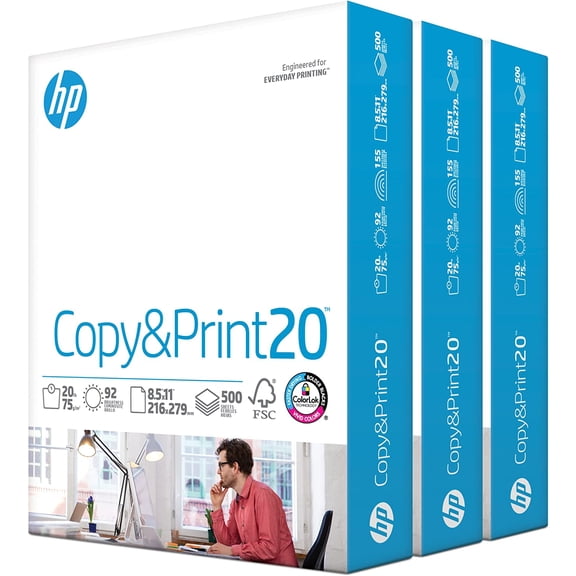 Printer Paper 8.5 x 11 Copy &Print 20 lb Case - 1,500 Sheets 92 Bright FSC Certified 200090C
