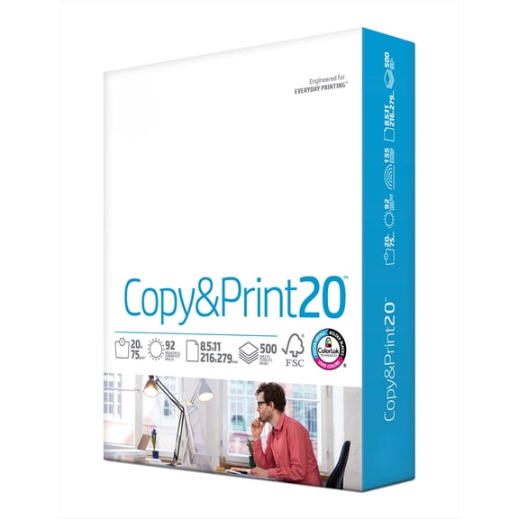 Printer Paper | 8.5 x 11 Paper | Copy &Print 20 lb | 1 Ream Case - 500 Sheets| 92 Bright | FSC Certified | 200060