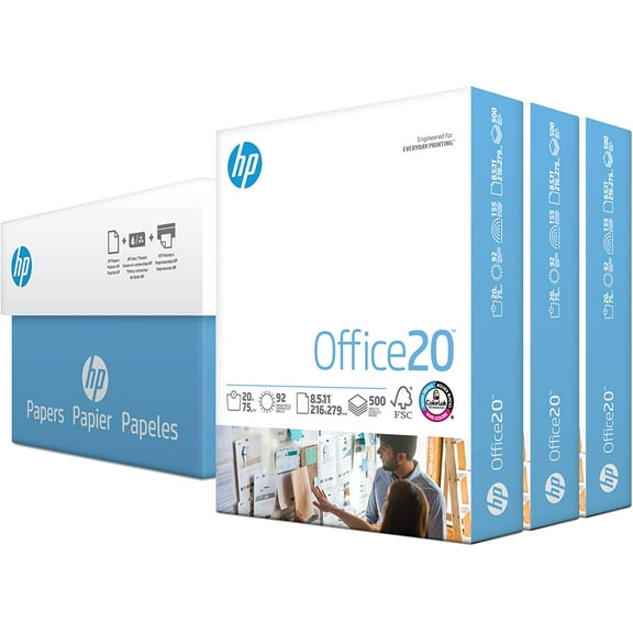 Printer Paper | 8.5 x 11 Paper | Office 20 lb | 3 Ream Case - 1500 Sheets | 92 Bright | Made in USA - FSC Certified | 112090C, White