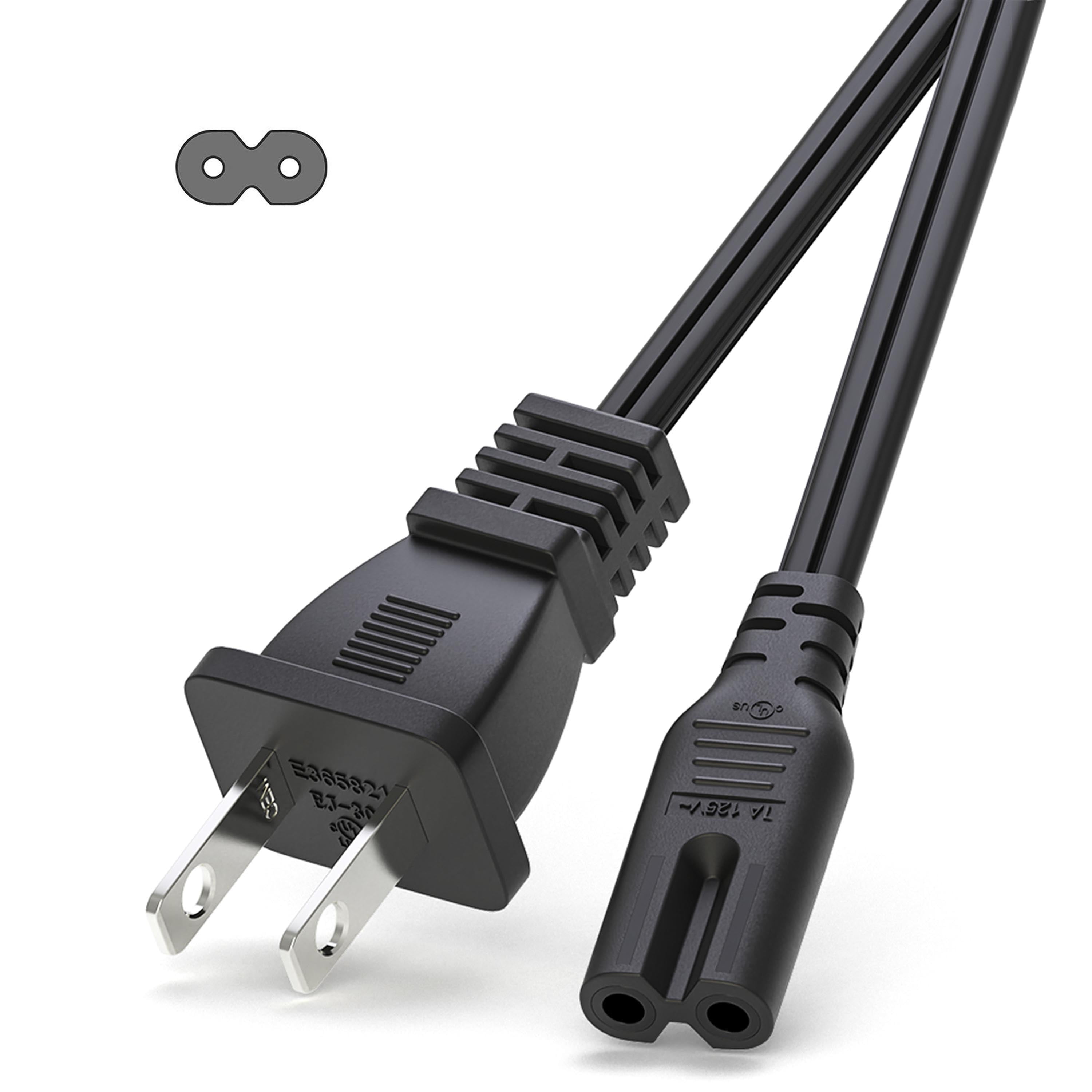 2 Prong Power Cord for HP Officejet, Deskjet, Envy, Pro & Canon Pixma