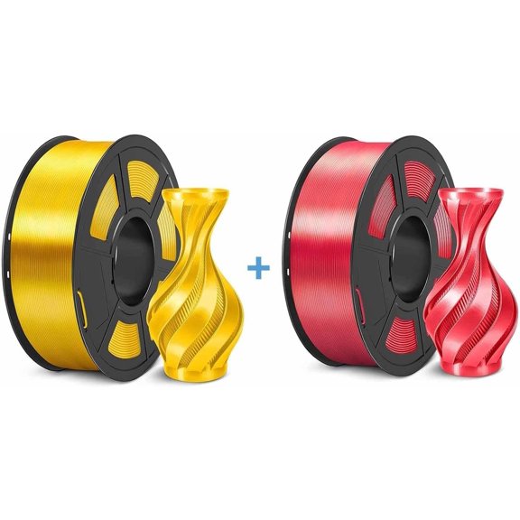 Printer Silk Filament, Shiny Silk PLA Filament 1.75mm,Smooth Silky Surface, Easy to Print for Printers,Dimensional Accuracy +/- 0.02mm, Silk Light and Red 1KG