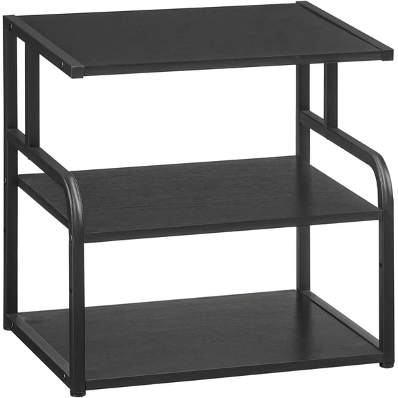 Printer Stand, 3-Tier Desktop Printer Table, Under Desk Printer Storage Office Organizer, Storage Rack with Adjustable Shelf, for Home Office, Kitchen, Living Room, Black BB06PS01
