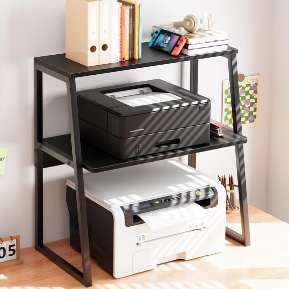 Printer Stand for Desk, Desktop Printer Shelf, 3 Tier Desk Shelf for top of Desk, Large Printer Stands Office Organization Shelves for Home Office Printer Fax Book