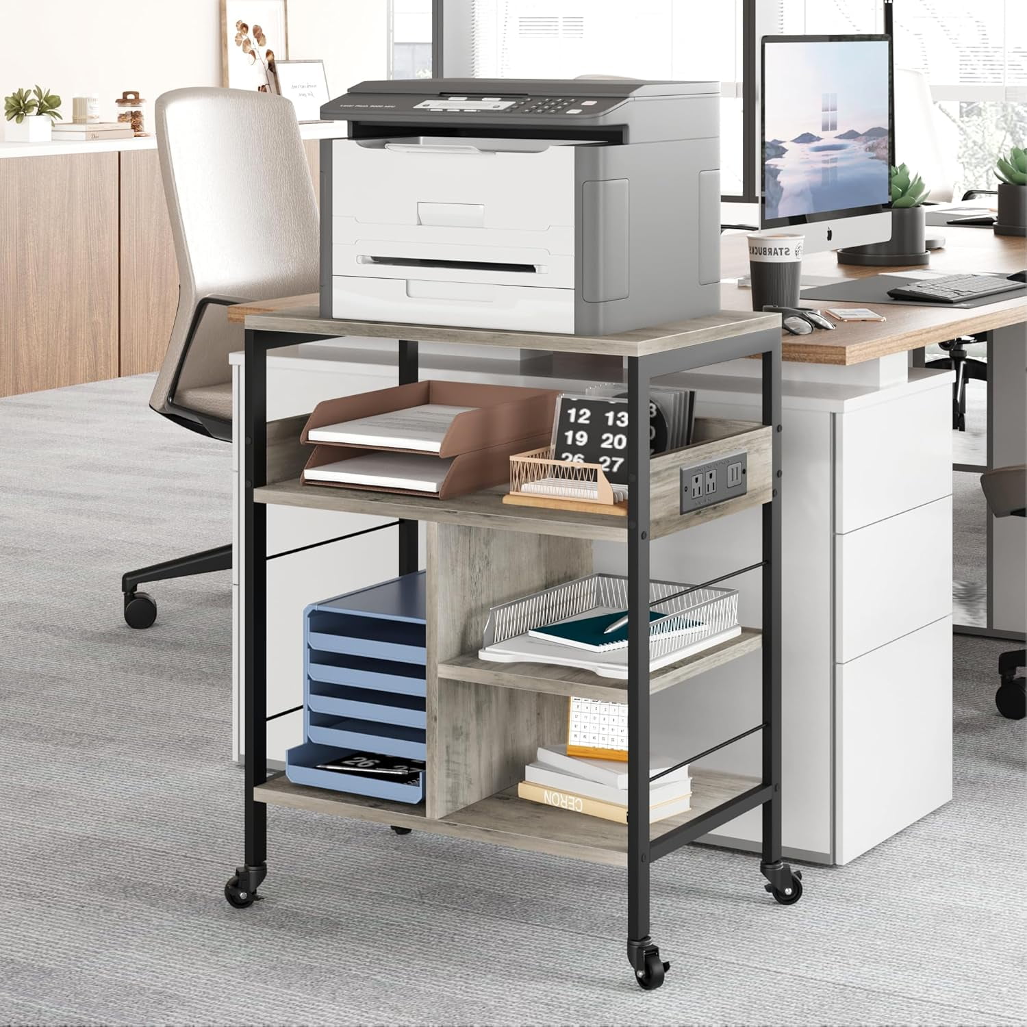 Printer Stand Mobile Printer Cart Printer Rack Mobile Floor - View #3