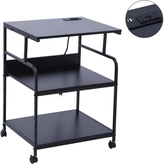 Printer Stand, Large Printer Table, Printer Stand with Storage, Printer Cart, 23.4” x19.1” x 31.5”, Power Hub Included
