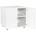 thumbnail image 1 of Printer Stand Mobile Printer Table Rolling Storage Cabinet with 4 Wheels and 2 Doors for Home Office, White, 1 of 8