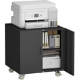 thumbnail image 1 of Metal File Cabinet with Wheels, Rolling Printer Station for Home Office, Heavy Duty Storage Cabinet with Adjustable Shelf, Large Office mobile Cabinet for Fax, Scanner, Copier, Black, 1 of 9