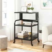 Printer Stand with Storage Shelf, Large Printer Cart Printer Table with USB Charging Ports and Power Outlets, 3 Tier Mobile Office Printer Stand with Wheels Printer Tables for Small Spaces