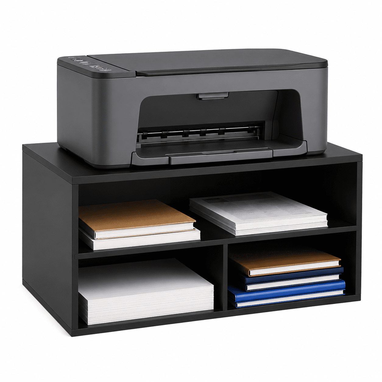 Printer Stand for Desk 2 Tier, Desktop Printer Riser with Paper Storage ...