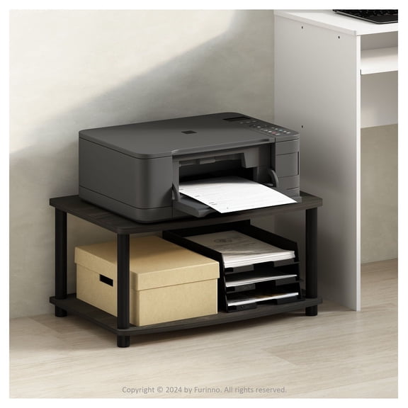 Printer Stand with Storage, Turn-N-Tube Multifunctional Printer Shelf - Espresso/Black - Office & Home Use - Compact Design - Durable Composite Wood
