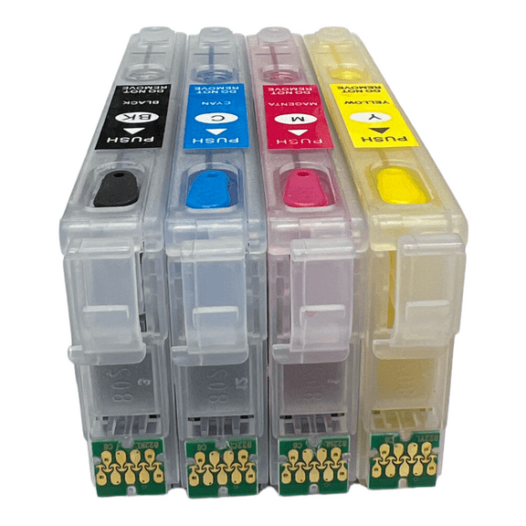Printer Sublimation Refillable Ink Cartridges with Single-use Chip, Multi-color