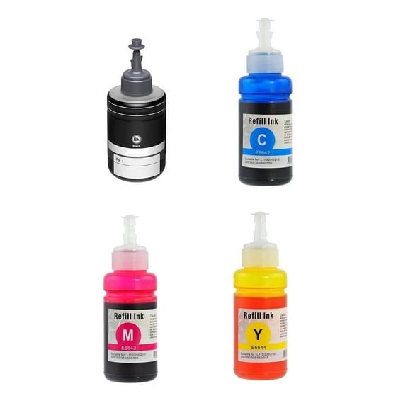 PrinterDash Compatible with Expression ET-3600/ET-4550/ET-16500/L1455/L605/L655/M100/M105/M200 Dye Ink Bottle Combo Pack (BK/C/M/Y) (NO. 664/NO. 774) (T774DMP)