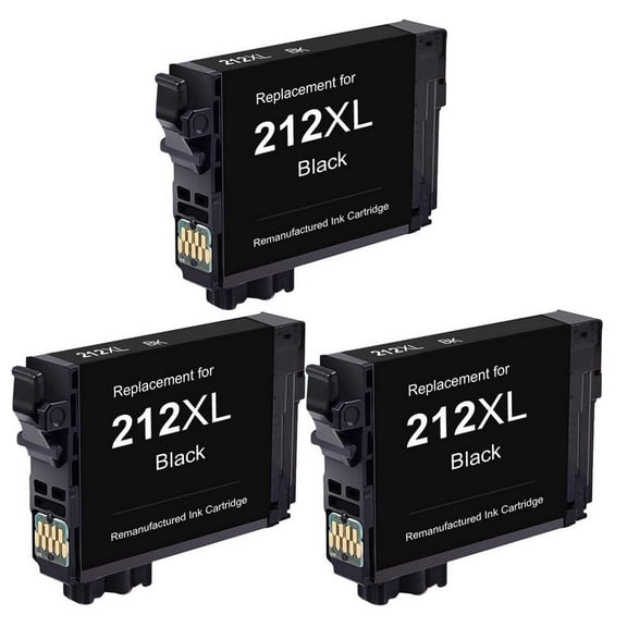PrinterDash Compatible with Expression Home XP-4100/XP-4105/WorkForce WF-2830/WF-2850 Black High Yield Inkjet (3/PK-500 Page Yield) (NO. 212XL) (T212120-S_3PK)
