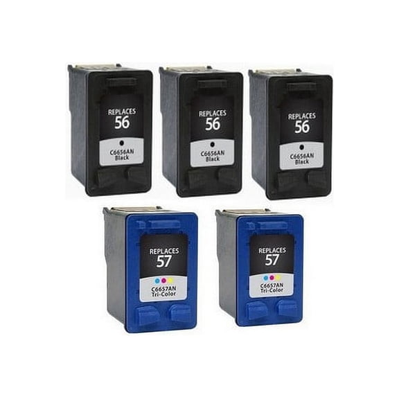 PrinterDash Compatible with HP DeskJet 450/5000/9600/PS-7000/OfficeJet 4000/5000/6110/PSC-1000/PSC-2000/FAX 1240 Series Inkjet Combo Pack (3-Black/2-Color) (C6656AN_3PK/C6657AN_2PKMP)