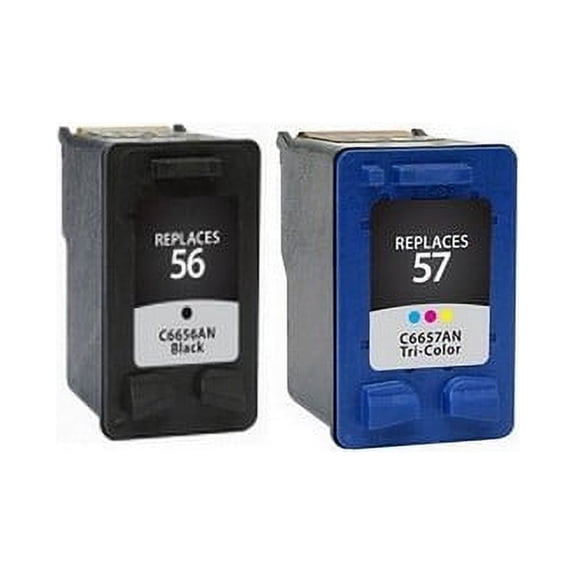 PrinterDash Compatible with HP DeskJet 450/5000/9600/PS-7000/OfficeJet 4000/5000/6110/PSC-1000/PSC-2000/FAX 1240 Series Inkjet Combo Pack (Black/Color) (NO. 56/NO. 57) (C9321BN)