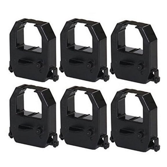 PrinterDash Compatible Replacement for Amano PIX-10/PIX-15/PIX-55/PIX-75/PIX-200/PIX-3000/TCX-10/TCX-21/TCX-22/TCX-45 Black Time Clock Printer Ribbons (6/PK) (AMO021010BK)
