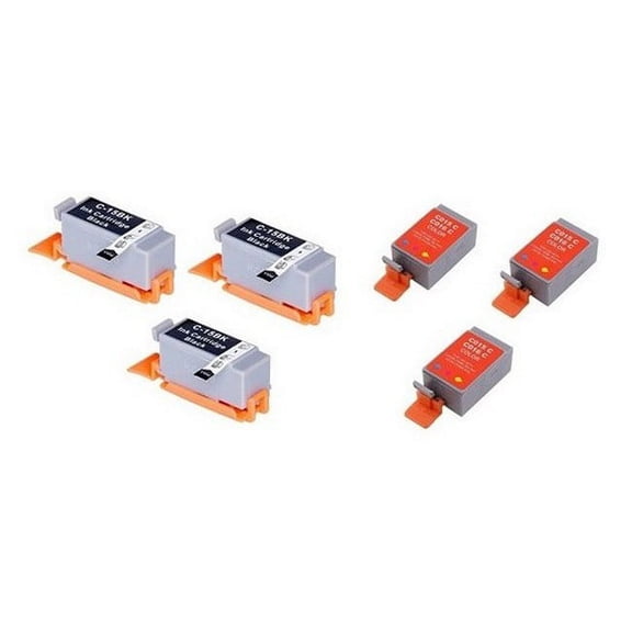 PrinterDash Compatible with Canon PIXMA IP-90/IP-90V/PIXUS IP-90/IP-90V Inkjet Combo Pack (3-Black/3-Color) (BCI-15BK/BCI-16C) (8190A003_3PK/9818A003_3PKMP)
