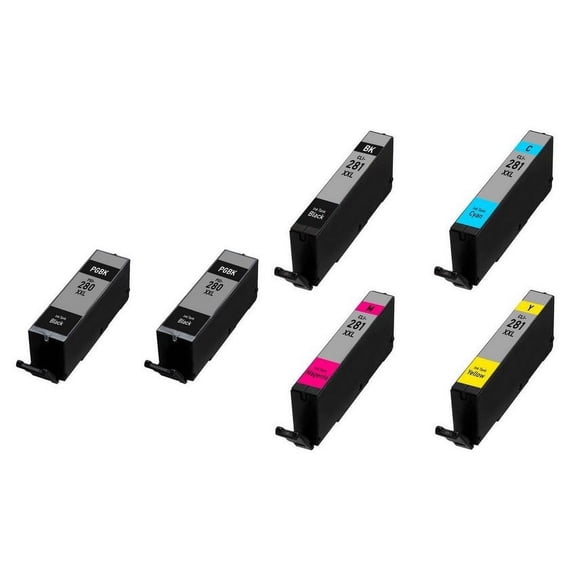 PrinterDash Compatible Replacement for Canon PIXMA TR-7520/8520/TS-6120/8120/9120/9521 Super High Yield Inkjet Combo Pack (3-BK/1-C/M/Y) (PGI-280XXLBK_2PK/CLI-281XXLMP)