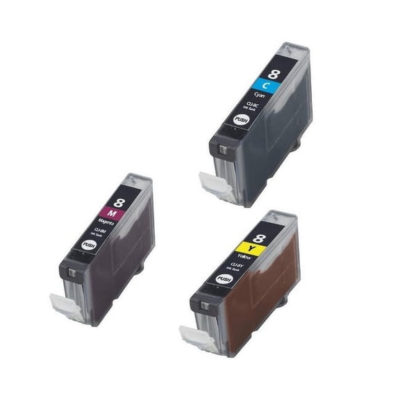 PrinterDash Compatible Replacement for Canon PIXMA iP-3300/4200/5200/6700/MP-500/600/800/960/970 Inkjet Combo Pack (C/M/Y-280 Page Yield) (CLI-8) (0621B016)