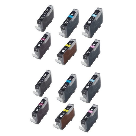 PrinterDash Compatible with Canon PIXMA iP-6600D/iP-6700D/MP-950/MP-960/MP-970/Pro 9000 Inkjet Combo Pack (2/PK-BK/C/M/Y/PC/PM) (CLI-8) (BCI-7eCMP_2PK)