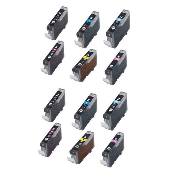 PrinterDash Compatible Replacement for Canon PIXMA iP-6600/6700/MP-950/950/970/Pro 9000 Inkjet Combo Pack (2/PK-BK/C/M/Y/PC/PM) (CLI-8) (CLI-8BKCMYPCPM_2PK)