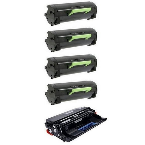 PrinterDash Compatible with Lexmark MS-410/MS-415/MS-510/MS-610 Series Combo Pack (1-Drum/4-Jumbo Toners) (NO. 501X) (50F0Z0E_1PK/50F2X0EJ_4PKVB)