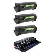 PrinterDash Compatible with Lexmark MS-521/MS-621/MS-622/MX-521/MX-522/MX-622 Series Drum/Ultra High Yield Toner Value Combo Pack 1-Drum Unit/3-Toners 56F0Z00_1PK/56F2U00_3PKVB