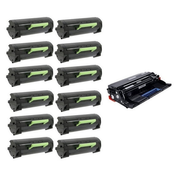 PrinterDash Compatible Replacement for MS-310/MS-312/MS-410/MS-415/MS-510/MS-610 Series GSA Drum/Toner Value Combo Pack (1-Drum Unit/12-Toners) (NO. 500HA) (50F0Z0G_1PK/50F000G_12PKVB)