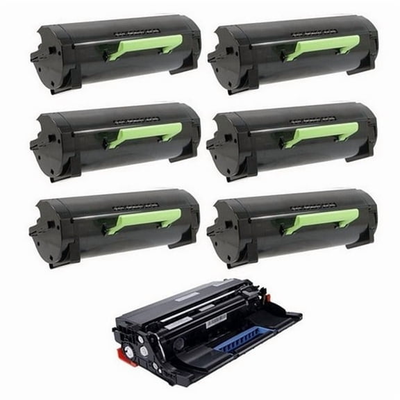 PrinterDash Compatible Replacement for MS-710/MS-711/MS-810/MS-811/MS-812 Series GSA Drum/High Yield Toner Value Combo Pack (1-Drum Unit/6-Toners) (NO. 521) (52D0Z0G_1PK/52D000GJ_6PKVB)
