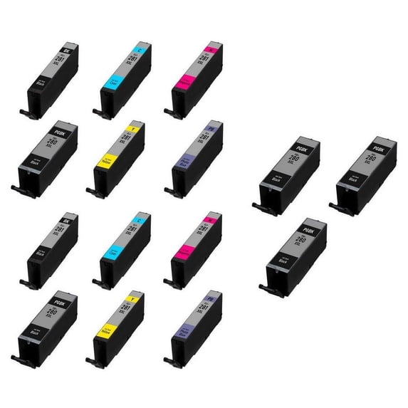 PrinterDash Compatible Replacement for PIXMA TS-8120/8220/8320/9120 Super High Yield Inkjet Combo Pack (7-BK/2-C/M/Y/PB) (PGI-280XXL_5PK/CLI-281XXLBCMYPB_2PK)