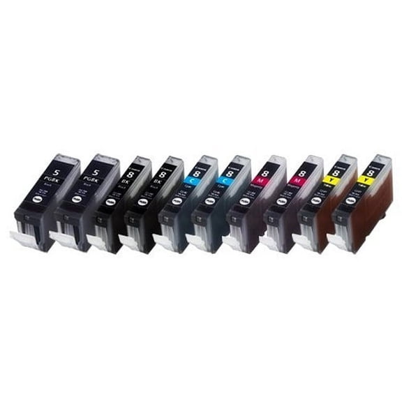 PrinterDash Compatible Replacement for PIXMA iP-3300/4200/5200/MP-500/600/800/970 Replacement Combo Pack (4-BK/2-C/M/Y) (PGI-5/CLI-8) (PGI-5BK_2PK/CLI-8MP_2PKMP)