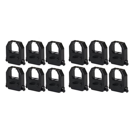 PrinterDash Compatible with Amano PIX-10/PIX-15/PIX-55/PIX-75/PIX-200/PIX-3000/TCX-10/TCX-21/TCX-22/TCX-45 Black Time Clock Printer Ribbons (12/PK) (YK-629671BK_12PK)