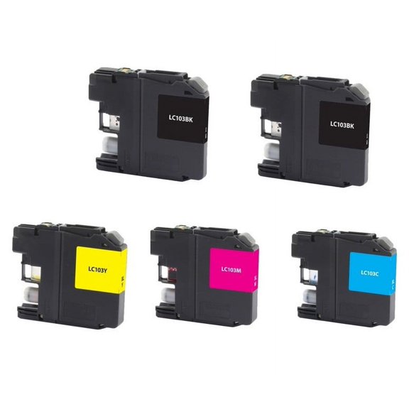 PrinterDash Compatible with Brother DCP-J132/DCP-J522/DCP-J752/DCP-J4110/MFC-J245/MFC-J450/MFC-J4310/MFC-J6920DW High Yield Inkjet Combo Pack (3-BK/2-C/M/Y) (LC-101-3BK2CMY)