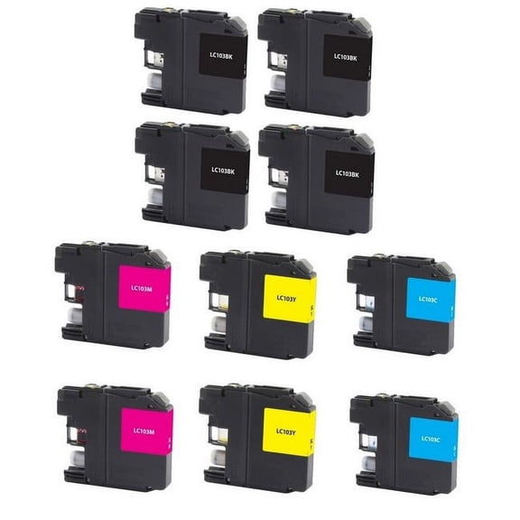 PrinterDash Compatible with Brother DCP-J132/DCP-J522/DCP-J752/DCP-J4110/MFC-J245/MFC-J450/MFC-J4310/MFC-J6920DW High Yield Inkjet Combo Pack (4-BK/2-C/M/Y) (LC-101-4BK2CMY)