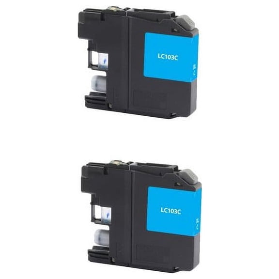 PrinterDash Compatible with Brother DCP-J132/DCP-J522/DCP-J752/DCP-J4110/MFC-J245/MFC-J450/MFC-J4310/MFC-J6920DW Cyan High Yield Inkjet (2/PK-600 Page Yield) (LC-103C_2PK)