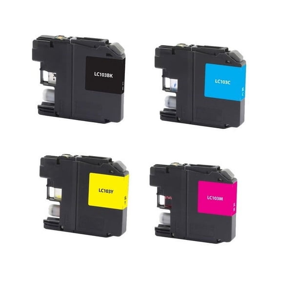 PrinterDash Compatible with Brother DCP-J132/DCP-J522/DCP-J752/DCP-J4110/MFC-J245/MFC-J450/MFC-J4310/MFC-J6920DW High Yield Inkjet Combo Pack (BK/C/M/Y) (LC-123BCMY)