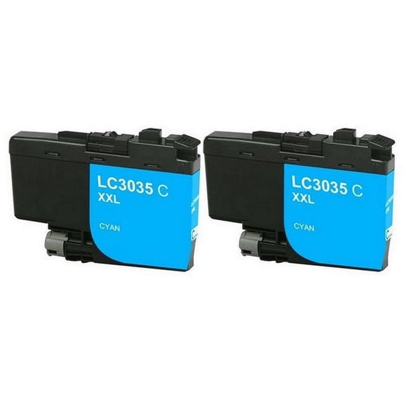PrinterDash Compatible with Brother DCP-J1100DW/MFC-J805DW/MFC-J815DW/MFC-J995DW/MFC-J1300DW Cyan Ultra High Yield Inkjet (2/PK-6000 Page Yield) (LC-3035XXLC_2PK)