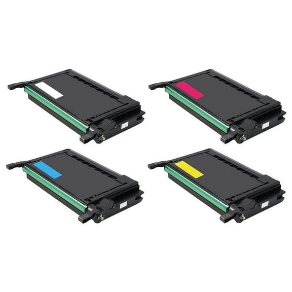 PrinterDash Compatible Replacement for CLP-600/CLP-600N/CLP-650N Toner Cartridge Combo Pack (BK/C/M/Y) (CLP-600BCMY)