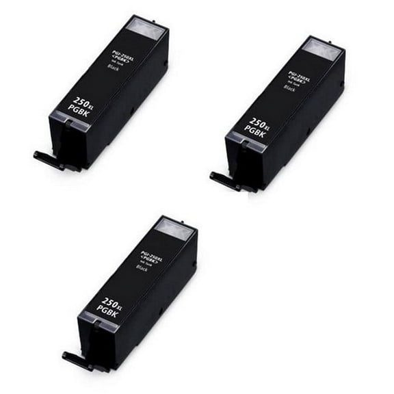 PrinterDash Compatible with Canon PIXMA iP-7220/iP-8720/MG-5420/MG-5520/MG-5620/MG-6620/MG-7120/MG-7520 Black High Yield Pigment Inkjet (3/PK-500 Page Yield) (PGI-250XLBK) (6432B001_3PK)