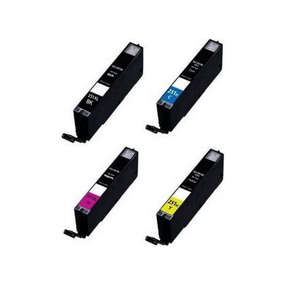 PrinterDash Compatible with Canon PIXMA iP-7220/iP-8720/MG-5420/MG-5520/MG-5620/MG-6620/MG-7120/MG-7520 High Yield Inkjet Combo Pack (BK/C/M/Y) (CLI-251XL) (6497B004)