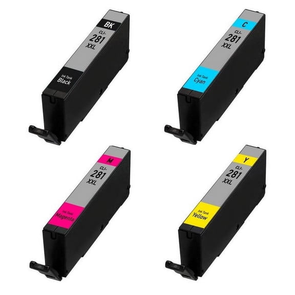 PrinterDash Compatible with Canon PIXMA TR-7520/TR-8520/TR-8620/TS-6120/TS-8120/TS-9120/TS-9520/TS-9521 Super High Yield Inkjet Combo Pack (BK/C/M/Y) (11.7ML) (CLI-281MP)