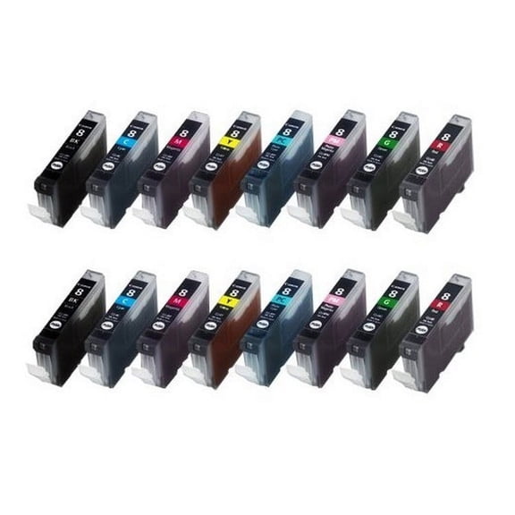 PrinterDash Compatible with Canon PIXMA Pro 9000 Inkjet Combo Pack (2/PK-BK/C/M/Y/PC/PM/G/R) (CLI-8) (CLI-8BKCMYPCPMGR_2PK)